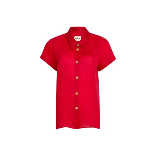 KHAITE SS25 Keefe Топ Рубашка Женская Малиновый Малиновый