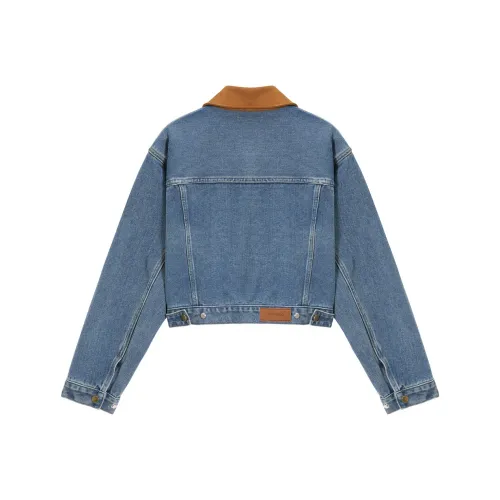 UNVESNO Коричневый замш и джинсовый синий укороченные женские куртки