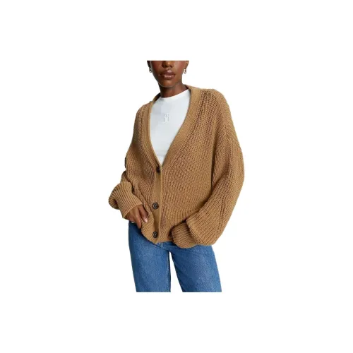 Tommy Hilfiger FW23 KNIT V-Neck Кардиган Свитера Сосновая шишка Коричневый Трикотаж Женский Коричневый