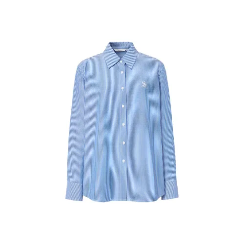 Hopeshow Рубашка Женская Белая Подкладочная ткань Синие Полосы