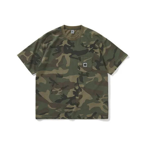 714STREET 300G Тяжелый 100% хлопок Дружественный к коже Отводящий влагу Карман Короткий рукав T-рубашки Унисекс Камуфляж