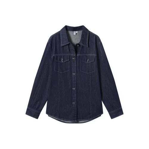 DIALOGUE Рубашка Женская Джинсовый Синий