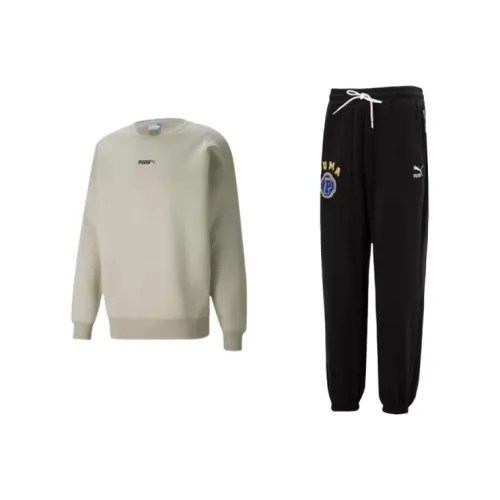 PUMA Хаки Топ + Черные Штаны Мужские Повседневные Спортивные Одежды