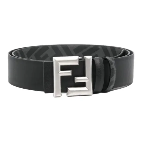 FENDI Телячья кожа Кожаные ремни Мужской Черный Ширина 3,5CM