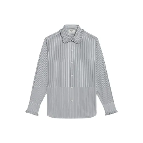 CELINE Рубашка Loose с Modern Frill Ожерелье-чокер в Полосатый Поплин Женская Многоцветная