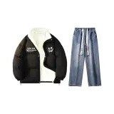 Комплекты одежды (Obsidian Black, утолщенный с подкладкой из шерпа + Темно-синий, вымытый джинсы)