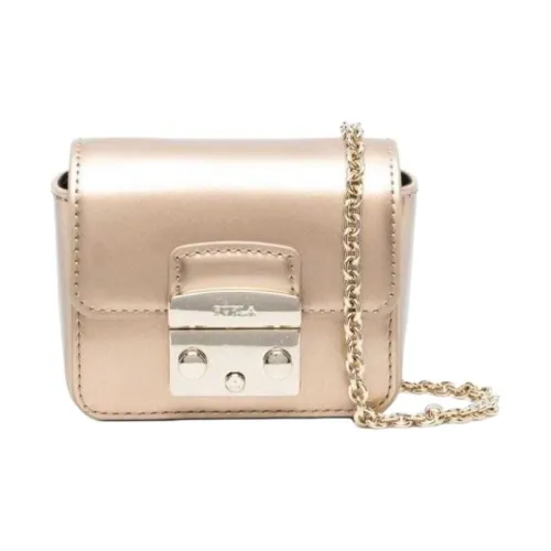 Furla Лакированная кожа Телячья кожа Сумка через плечо Мини Унисекс Золотой