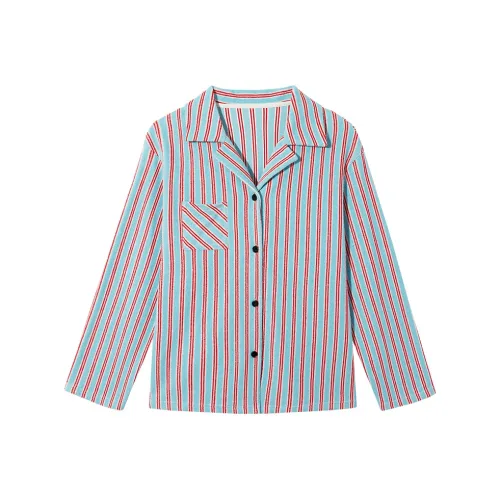 Ouyang Рубашка Женская Синяя Красная Полосатая