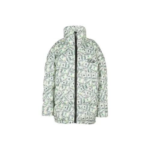 BLACK COLOR Многоцветный Воротник-стойка Свободный крой Пуховик Женский Многоцветный