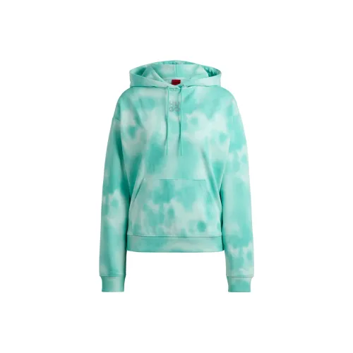 Hugo Boss Cotton Terry Relaxed Fit Толстовка с Seasonal Логотипом Женская Зеленая