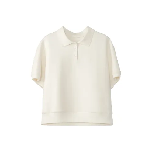 Fstudio Early Spring Korean Style Commute Versatile Short Sleeved Polo Women's Ecru Fstudio Early Весна Корейский стиль Коммутирование Универсальный Короткий рукав Поло Женские Экрю