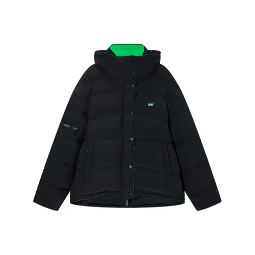 DKNY FW22 Буква Воротник-стойка Свободный крой Утолщенный пуховик Женский Черный