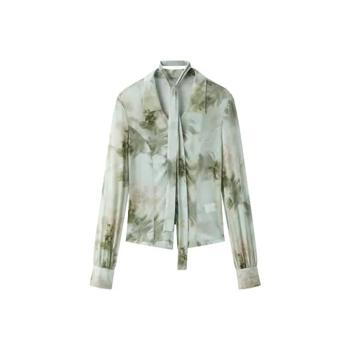 PEACEBIRD Рубашка Женская Зеленая Цветочная