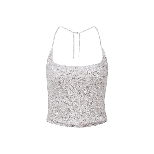 Ariseism Сексуальный блестящий топ на бретелях с тонкими бретелями женский