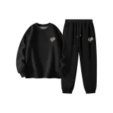 [Thickened и с флисовой подкладкой] Черный (Логотип на груди) + Черный (Логотип на штанах)