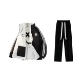 Пуховик Комплекты (Черный хлопковый пуховик + черные повседневные штаны с флисовой подкладкой)