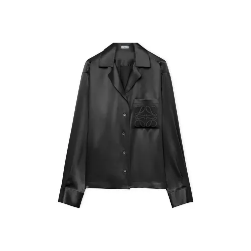LOEWE Пижамная блуза изготовленная из среднего веса шелкового атласа рубашка женская черная