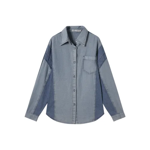 DIALOGUE Рубашка Женская Джинсовая Серый Синий