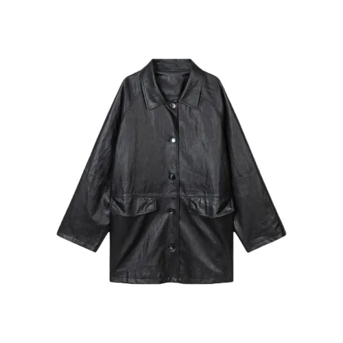 FORNI Куртки Пальто Женские Лакированная кожа Черный