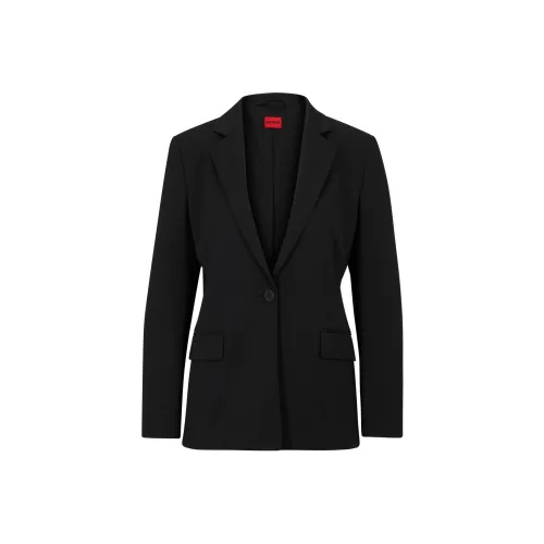 Hugo Boss Регулярный крой Куртка с обрезанными лацканами Куртки и Пальто Женская Черная