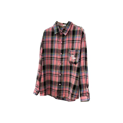 TUSHIFEI Черно-розовый Клетчатый Женские Рубашки