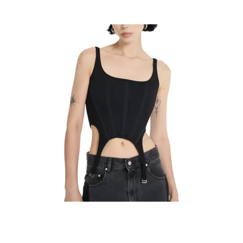 DION LEE Махровый GARTER CORSET Топ на бретелях Женский Черный Черный