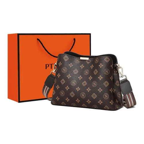 PT'SON Сумка через плечо из синтетической кожи стандартная женская кофейного цвета