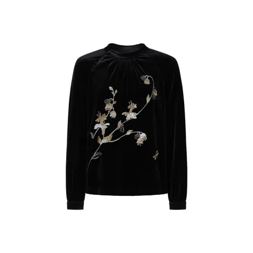 JZ. ANNAKRO Шифон Рубашка Женская Без рисунка Черная