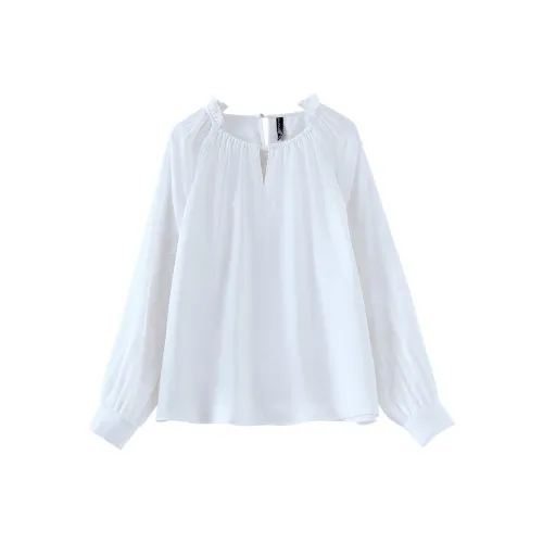 OUNIXUE Шифон Рубашка Женская Белая