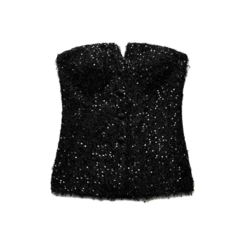 ZARA Без бретелек Топ Женский Черный