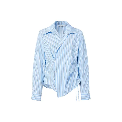 Hopeshow Рубашка Женская Розовая Синяя Полосатая