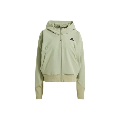 Adidas Z.N.E. Вязаные ткани Full Zip Hoodie Куртки Пальто Женские Зеленый