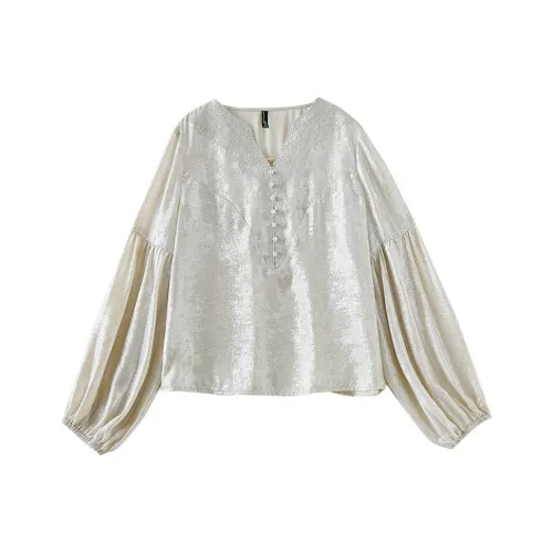 OUNIXUE Шифон Рубашка Женская Гинкго