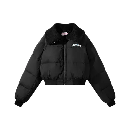 SENCE LA Однотонный Отложной воротник Пуховик Женские