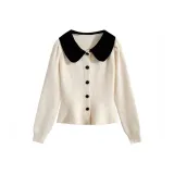 Color Block Watercolor Cardigan Sweater - Белый