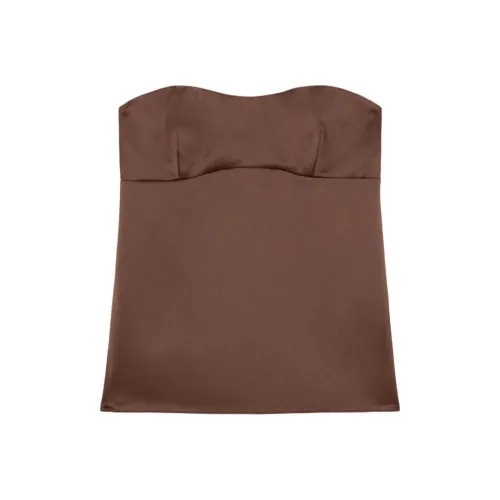 Patrizia Pepe SS25 Без бретелек Топ Женский Коричневый