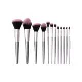 12 шт. Серебристо-розовый набор кистей для макияжа