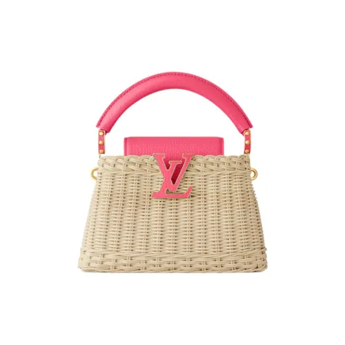 LOUIS VUITTON Capucines Сумка из коровьей кожи плетеная через плечо одно плечо мини женская розовая