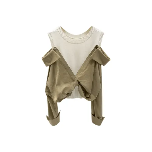 Cypress House Рубашка Женская Хаки и Бежевая