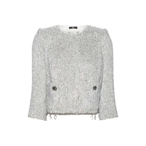 Elisabetta Franchi SS24 Куртки Пальто Женское Серебристое