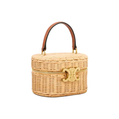 CELINE Triomphe Прутья ивы с Телячья кожа Сумка Женские Натуральный Коричневый