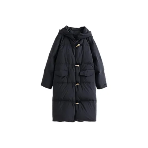 Solitary Однотонный С капюшоном MID Длина Пуховик Женские