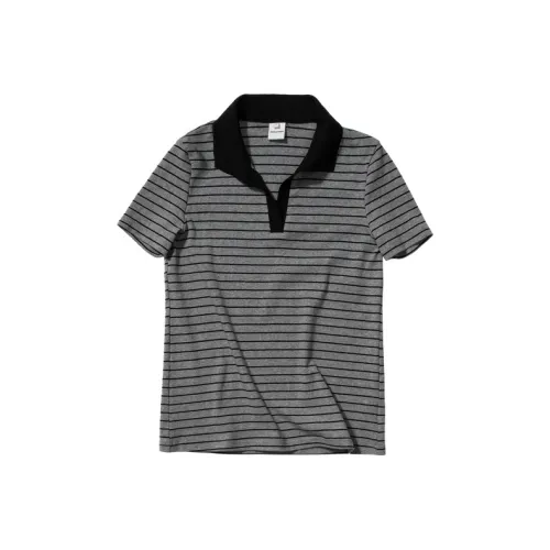 COUNTRY MOMENT Короткий рукав женский серый с черными полосами