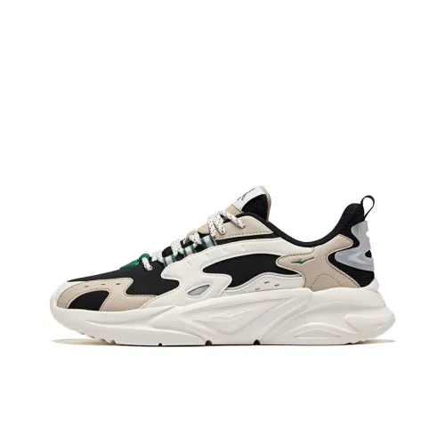 Erke Shock Absorbers Slip-Resistant Breathable Low-Top Footwear Men's Deep Black Light Linen Эрке Шок Абсорберы Противоскользящие Дышащие Низкие Кроссовки Мужские Глубокий Черный Светлый Лен