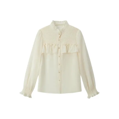 EICHITOO Шифон Рубашка Женская Экрю