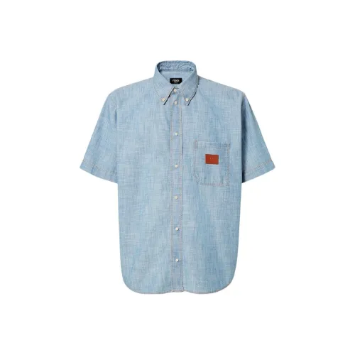 FENDI SS25 Рубашка Мужская Светло-Синяя