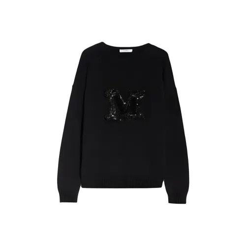 MaxMara Palato Коллекция JEWEL Вышитый Кашемир Jumper Трикотаж Женский Черный