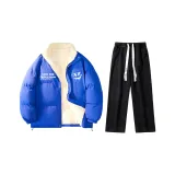 Комплект одежды (Кляйн Синий Утолщенный с Шерпа Подкладка + Черные Стираные Джинсы)