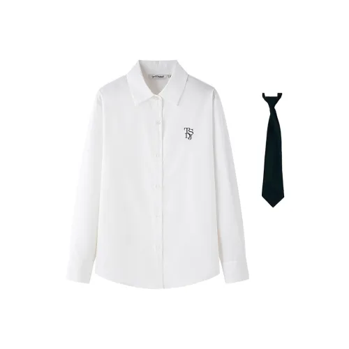 Tokyo Season Белая Рубашка с Вышивкой Включает Галстук Женские Рубашки