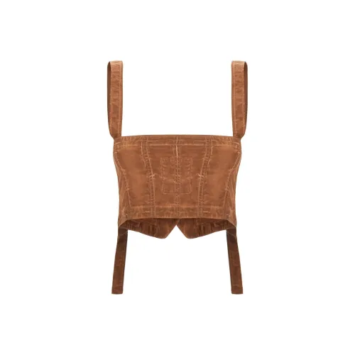 UMA WANG Топ на бретелях Женский Верблюжий Коричневый